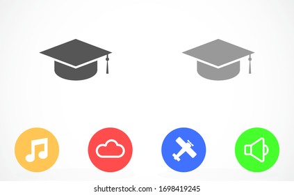 Graduation cap and diploma black web vector icon.Graduation Vector concept illustration for design.Graduation Casual formal and professional vector icon illustration.