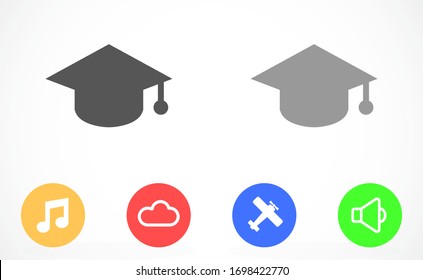 Graduation cap and diploma black web vector icon.Graduation Vector concept illustration for design.Graduation Casual formal and professional vector icon illustration.