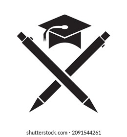 graduation cap and diploma black web icon. vector illustration
