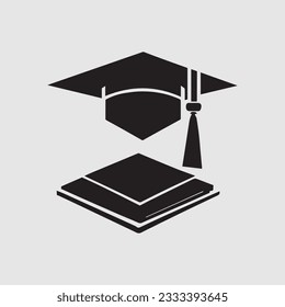 graduation cap and diploma black web icon. vector illustration