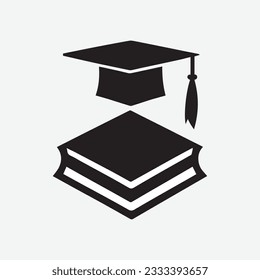 graduation cap and diploma black web icon. vector illustration