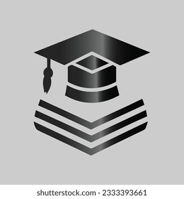 graduation cap and diploma black web icon. vector illustration