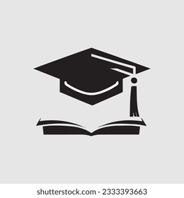 graduation cap and diploma black web icon. vector illustration