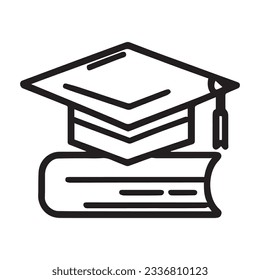 graduation cap and diploma black web icon. vector illustration