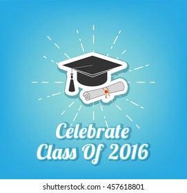 graduation cap and diploma black web icon. vector illustration