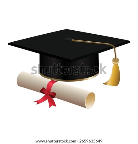 Graduation Cap with Diploma Certificate Vector illustration Design