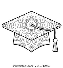 graduation cap and diploma coloring page
