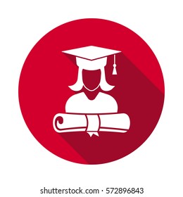 graduation cap and diploma flat icon of student