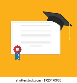 Licenciatura y diploma. Ilustración vectorial de estilo plano