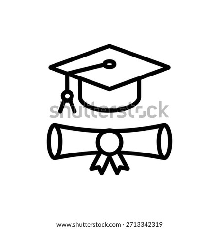 Graduation cap and diploma icon