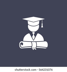 Graduation Cap And Diploma Icon Of Student