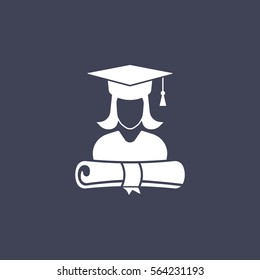 graduation cap and diploma icon of student