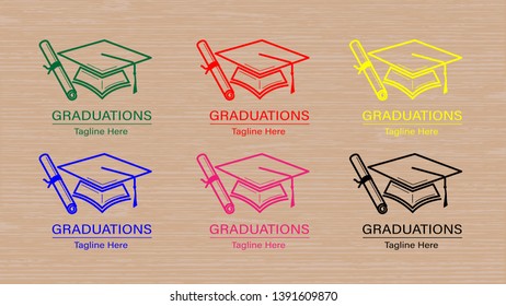 Graduation Cap and Diploma icon. Vector Illustration