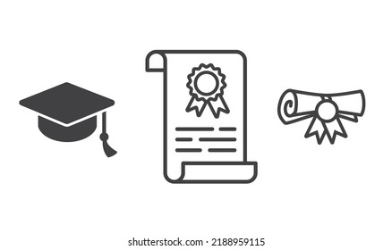 graduation cap and diploma, icon, vector illustration.