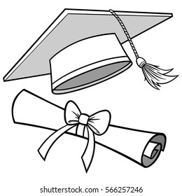 Graduation Cap Diploma Illustration Stock Vector (Royalty Free ...