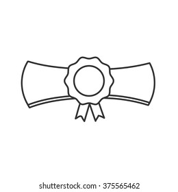 graduation cap and diploma  line icon