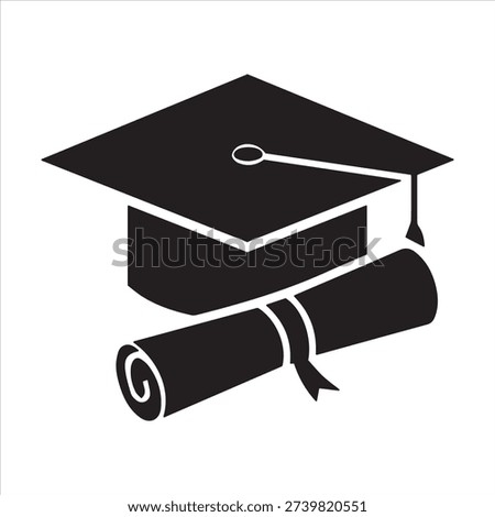 Graduation cap and diploma scroll a symbol of academic achievement.