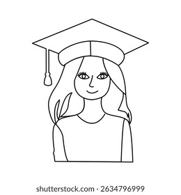 The graduation cap and diploma in a single line drawing on a white artboard simply express achievement and the path of education.