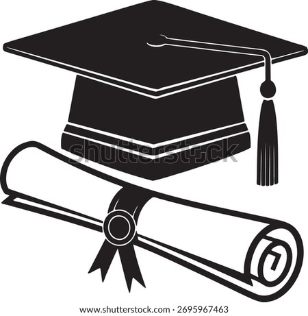 Graduation cap and diploma symbolize educational attainment representing the culmination of hard work and dedication to academic pursuits signifying success in higher education and the achievement of