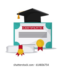 graduation cap diploma university icon. Vector graphic