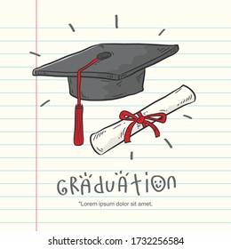 graduation cap and diploma vector illustration