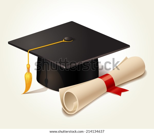 graduation diploma and hat