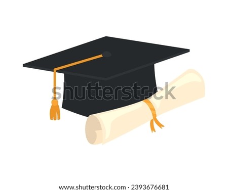 graduation cap and diploma vector isolated