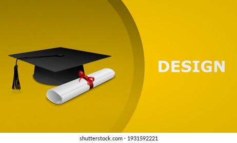 Graduation Hat With Rolled Diploma Paper, Presentation Graphics, Presentation PowerPoint Example