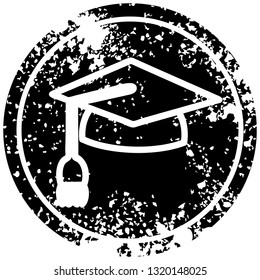 graduation cap distressed icon symbol