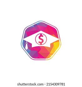 Graduation Cap Dollar Coin Icon Vector. Financial Investment Education Illustration.