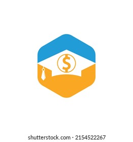 Graduation Cap Dollar Coin Icon Vector. Financial Investment Education Illustration.