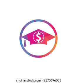 Graduation Cap Dollar Coin Icon Vector. Financial Investment Education Illustration.