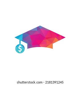 Graduation Cap Dollar Coin Icon Vector. Financial Investment Education Illustration.