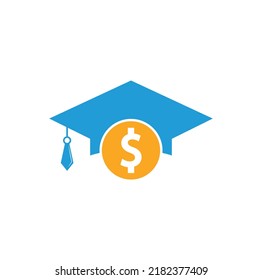 Graduation Cap Dollar Coin Icon Vector. Financial Investment Education Illustration.