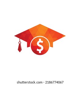 Graduation Cap Dollar Coin Symbol Vektorgrafik. Illustration zur Bildung von Finanzinvestitionen.