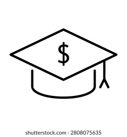 A graduation cap with dollar sign on the top