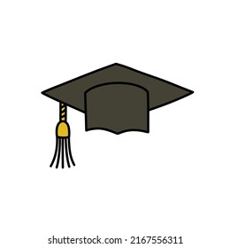 Graduation Cap Doodle Icon, Vector Illustration