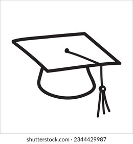 Ilustración vectorial del doodle del tapón de graduación aislada en fondo blanco