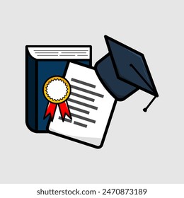 Graduation cap and education diploma vector icon