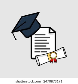 Graduation cap and education diploma vector icon