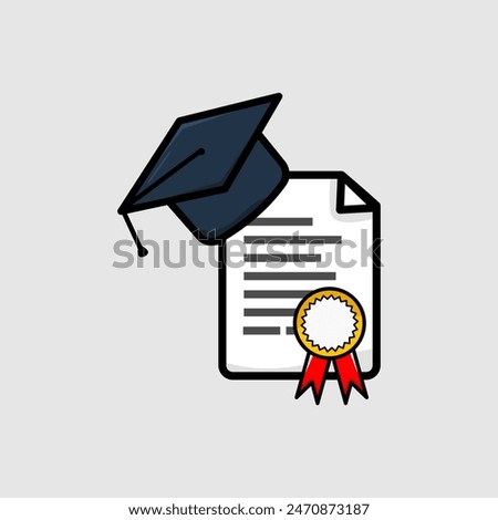 Graduation cap and education diploma vector icon