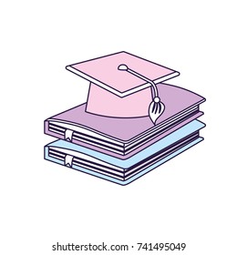 graduation cap with education notebooks object