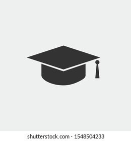 graduation cap education vector icon flat isolated sign