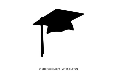 graduation cap emblem, black isolated silhouette