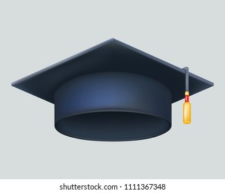 Graduation cap excellent diploma student genius school clever smart vector 3d illustration
