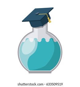 Graduation cap and flask icon. School supply object and education theme. Isolated design. Vector illustration
