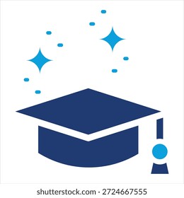 Graduation Cap Flat Blue Icon Collection