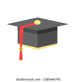 Graduation cap. Flat design icon vector illustration.
