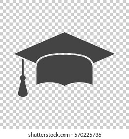 Graduation cap flat design icon. Finish education symbol. Graduation day celebration element. Vector illustration on isolated background.