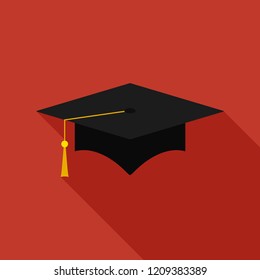 Graduation cap flat icon